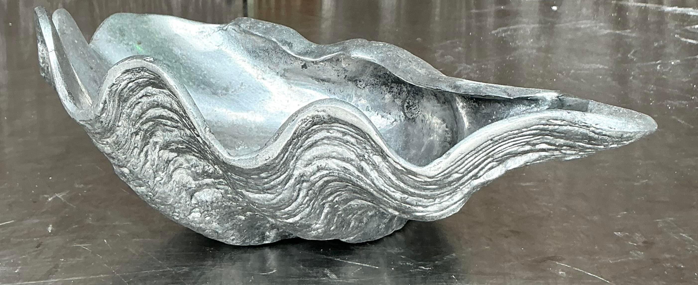 American Vintage Coastal Arthur Court Pewter Clam Shell