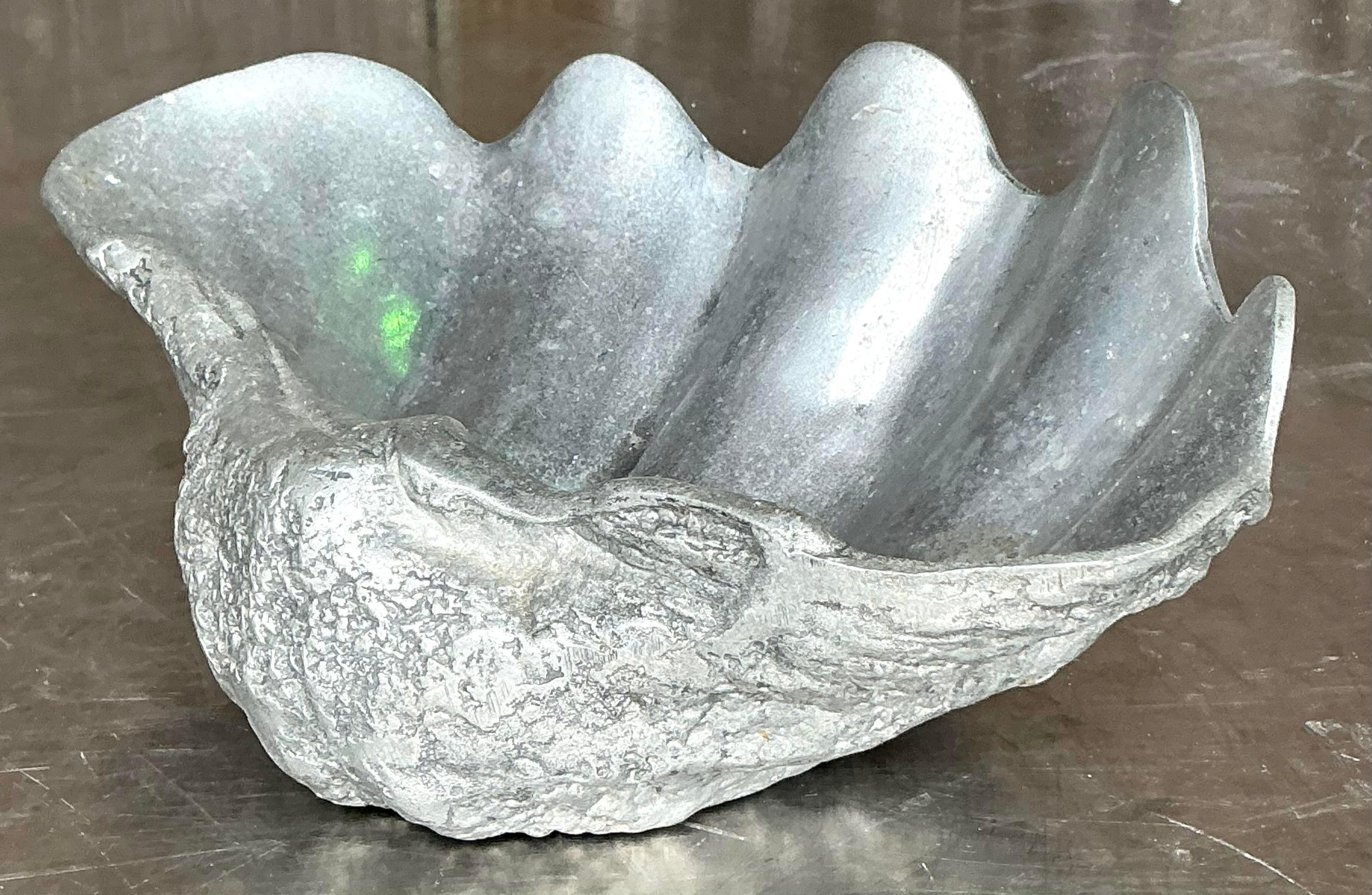 20th Century Vintage Coastal Arthur Court Pewter Clam Shell