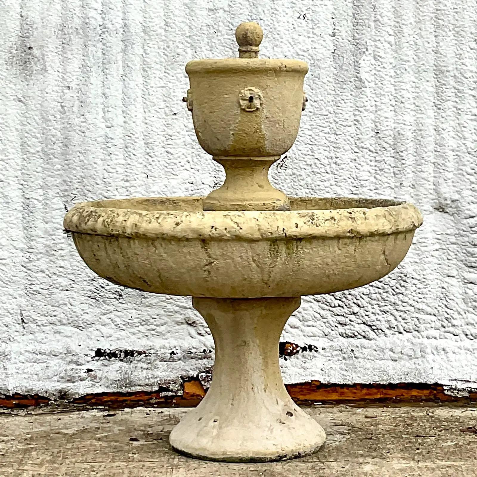 20th Century Vintage Coastal Authentic Old Florida Concrete Fountain