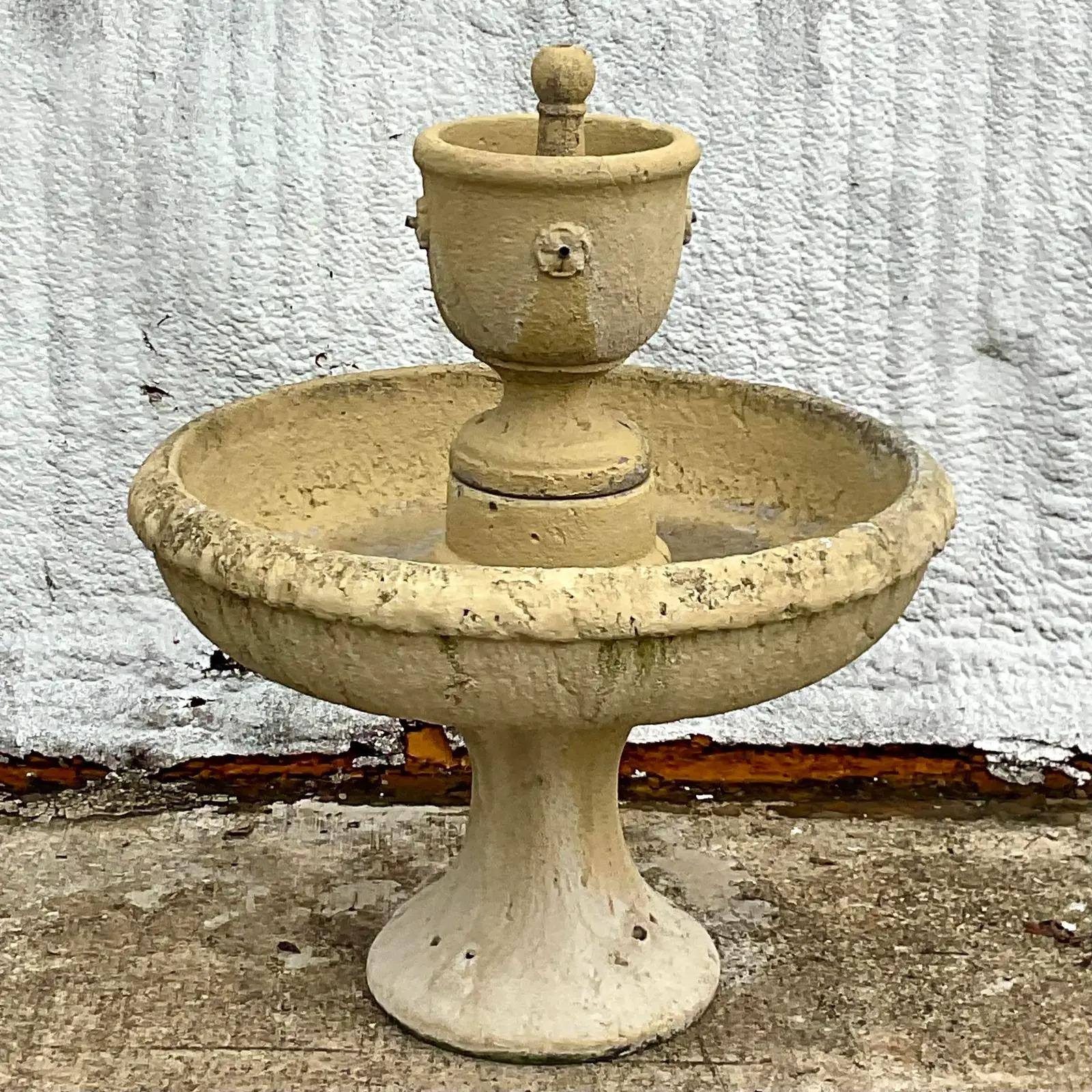 Shell Vintage Coastal Authentic Old Florida Concrete Fountain