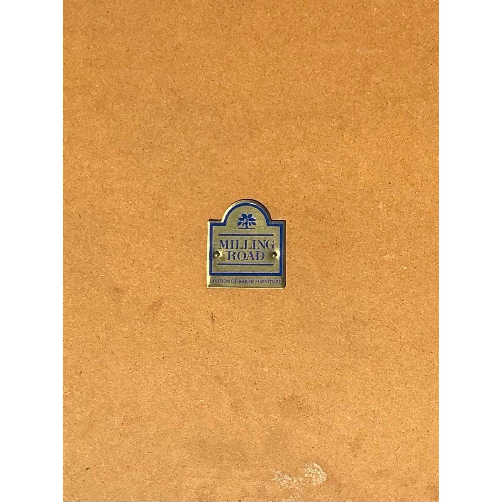 Consola baja Vintage Coastal Baker Milling Road de ratán tejido en venta 3