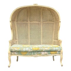 Causeuse Vintage Coastal Balloon Back Cane Loveseat