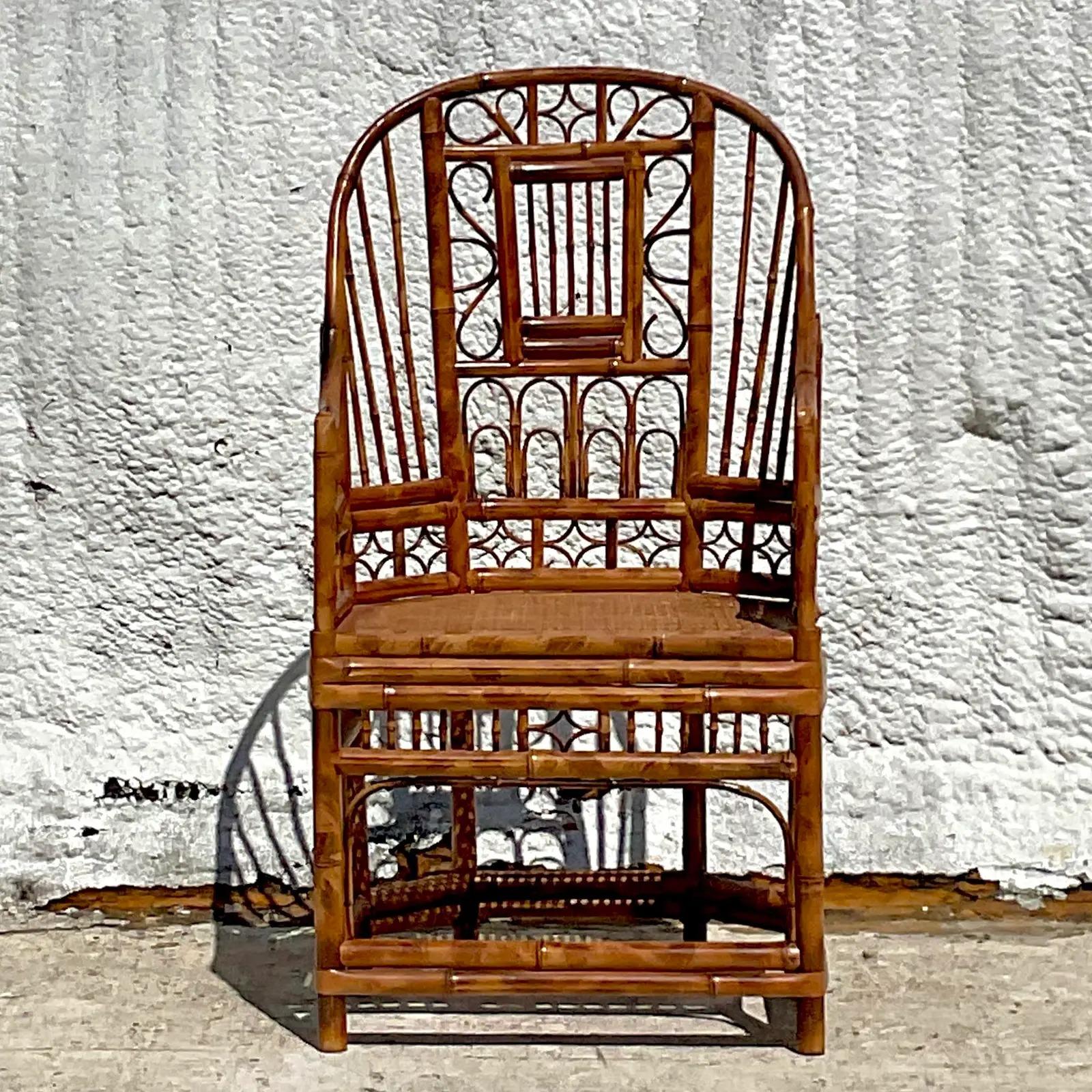 Philippine Vintage Coastal Bamboo Brighton Pavilion Chair