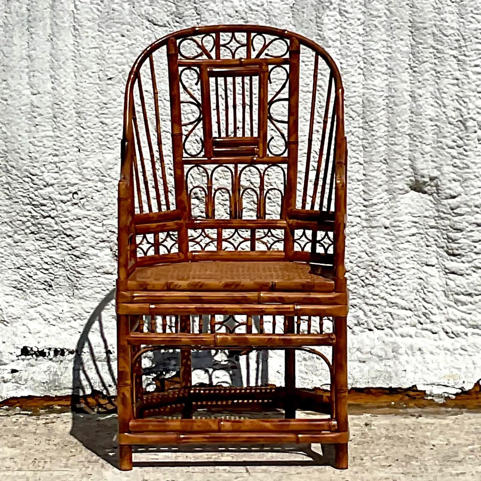 20th Century Vintage Coastal Bamboo Brighton Pavilion Chair
