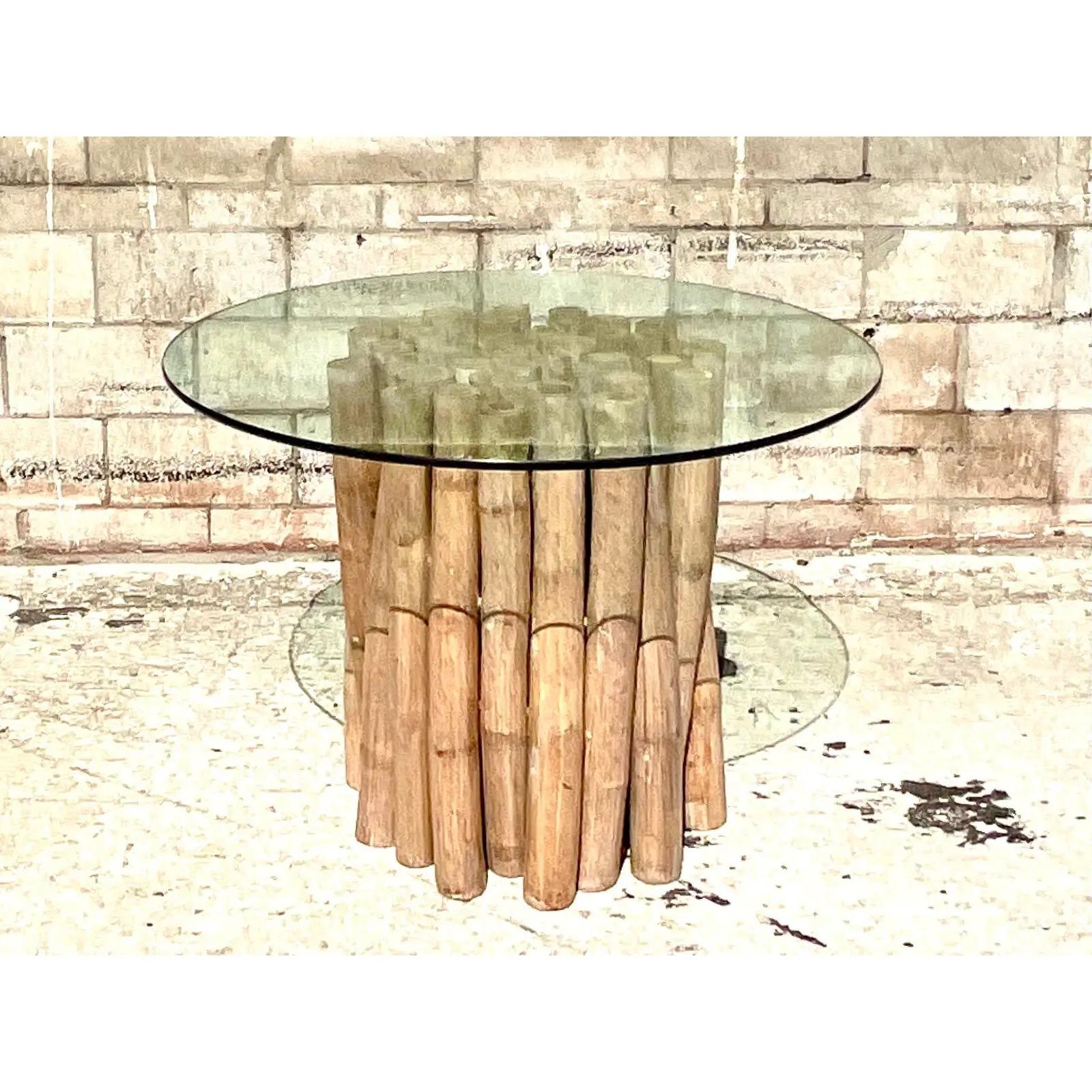 20th Century Vintage Coastal Bamboo Bundle Table After Budji