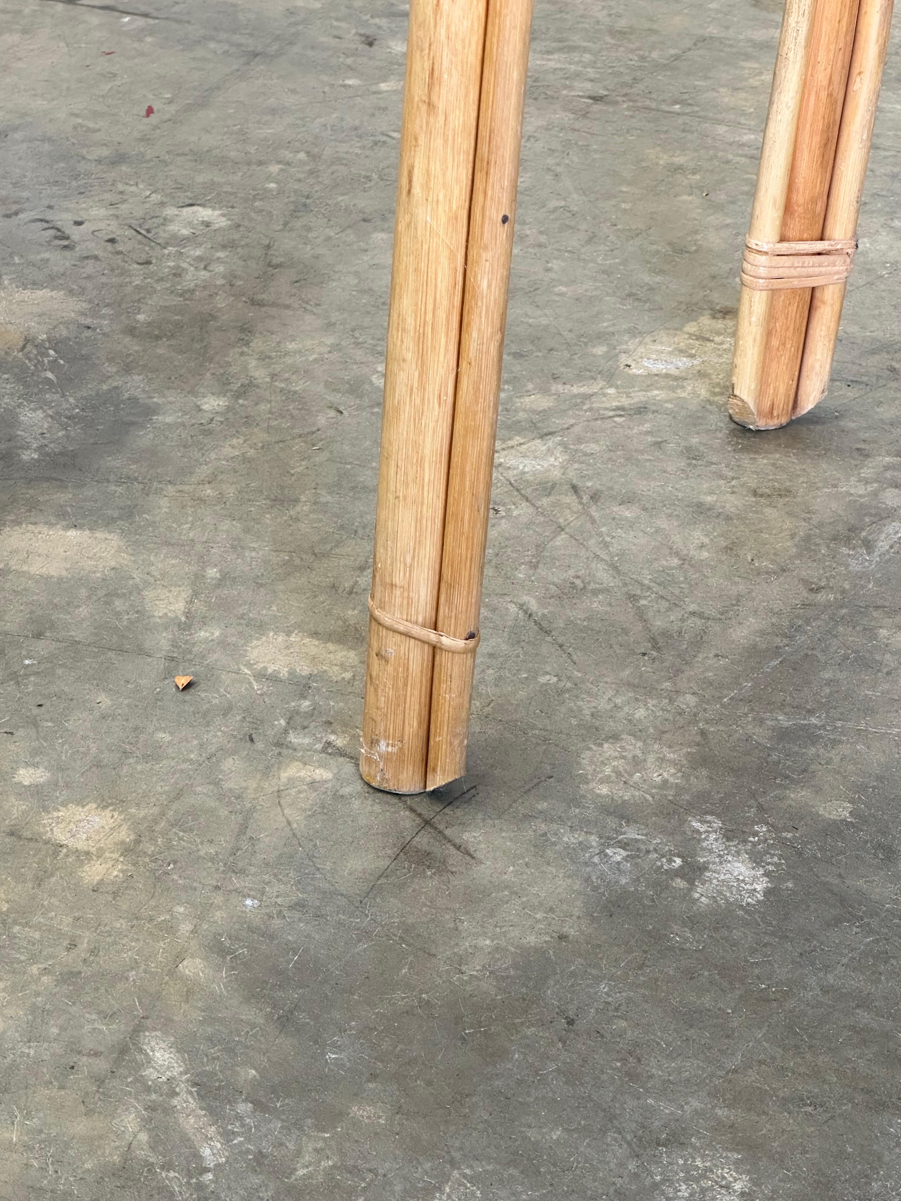 Vintage Coastal Bamboo, Cane, and Glass Top Console Table For Sale 8