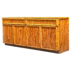 Vintage Coastal Bamboo Credenza