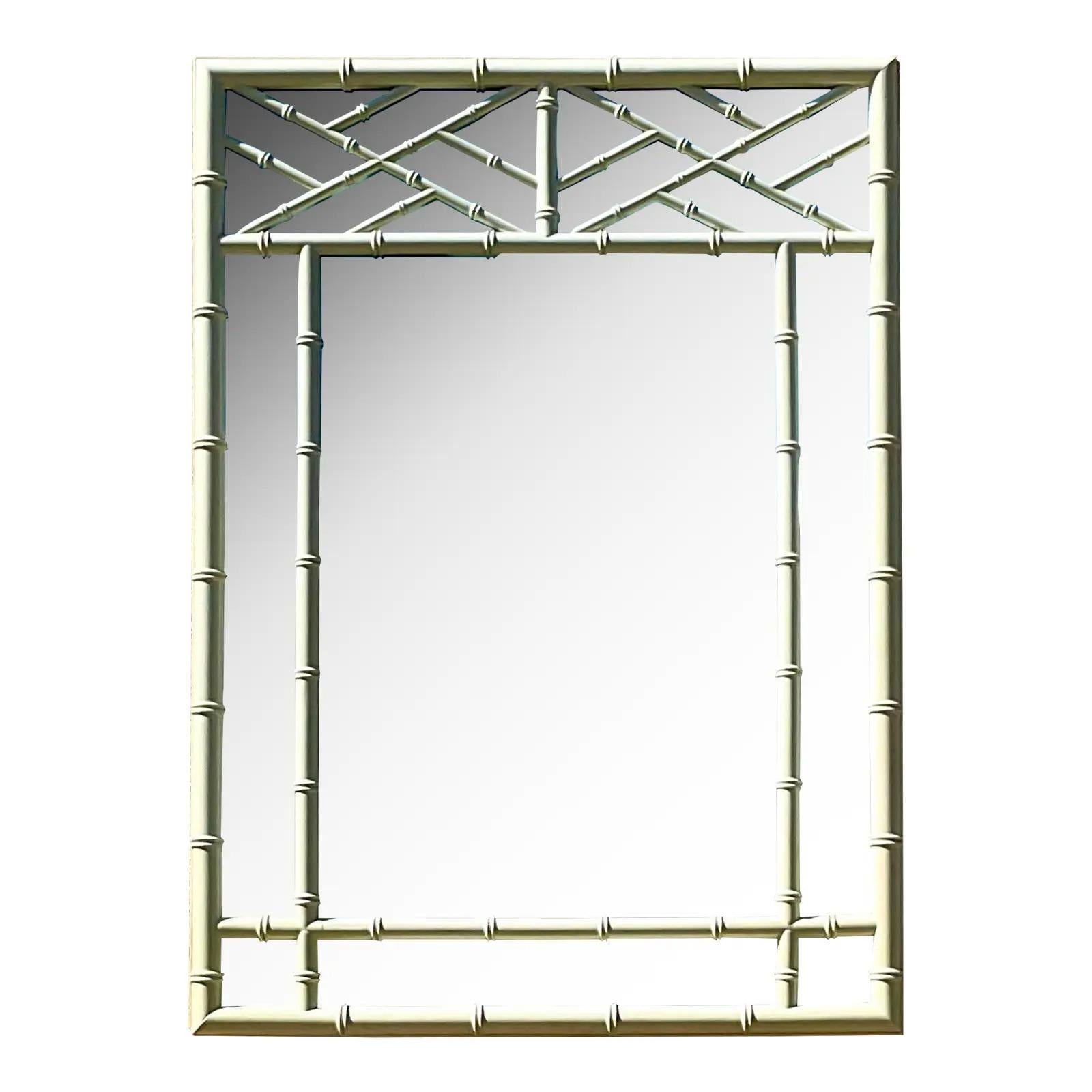 Vintage Coastal Bamboo Fretwork Mirror For Sale 1