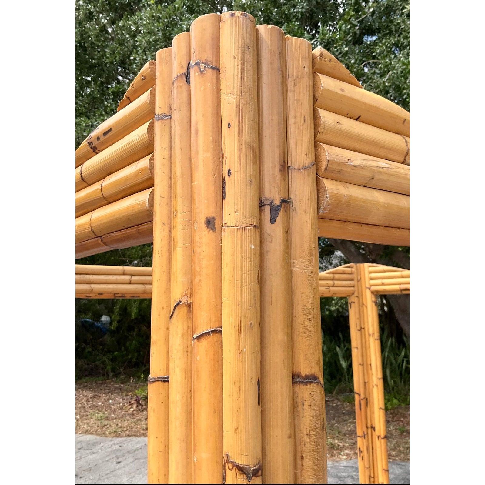Vintage Coastal Bamboo Full Canopy Bed For Sale 7