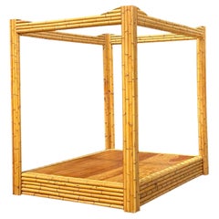 Vintage Coastal Bamboo Full Canopy Bed