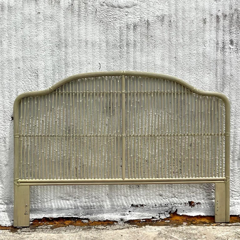 Vintage Coastal Bamboo King Size Headboard For Sale at 1stDibs
