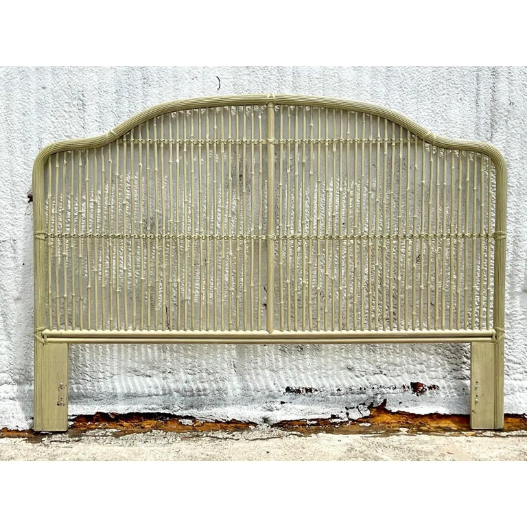 Vintage Coastal Bamboo King Size Headboard For Sale at 1stDibs