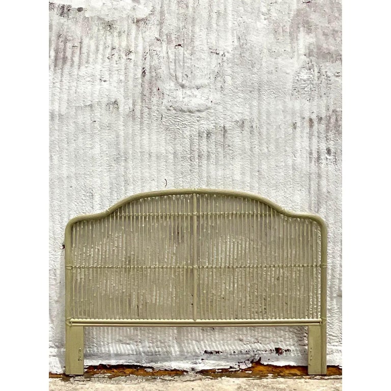 Vintage Coastal Bamboo King Size Headboard For Sale at 1stDibs