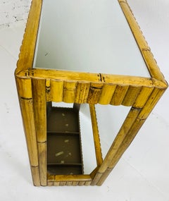 Consola vintage costera de bambú con espejo