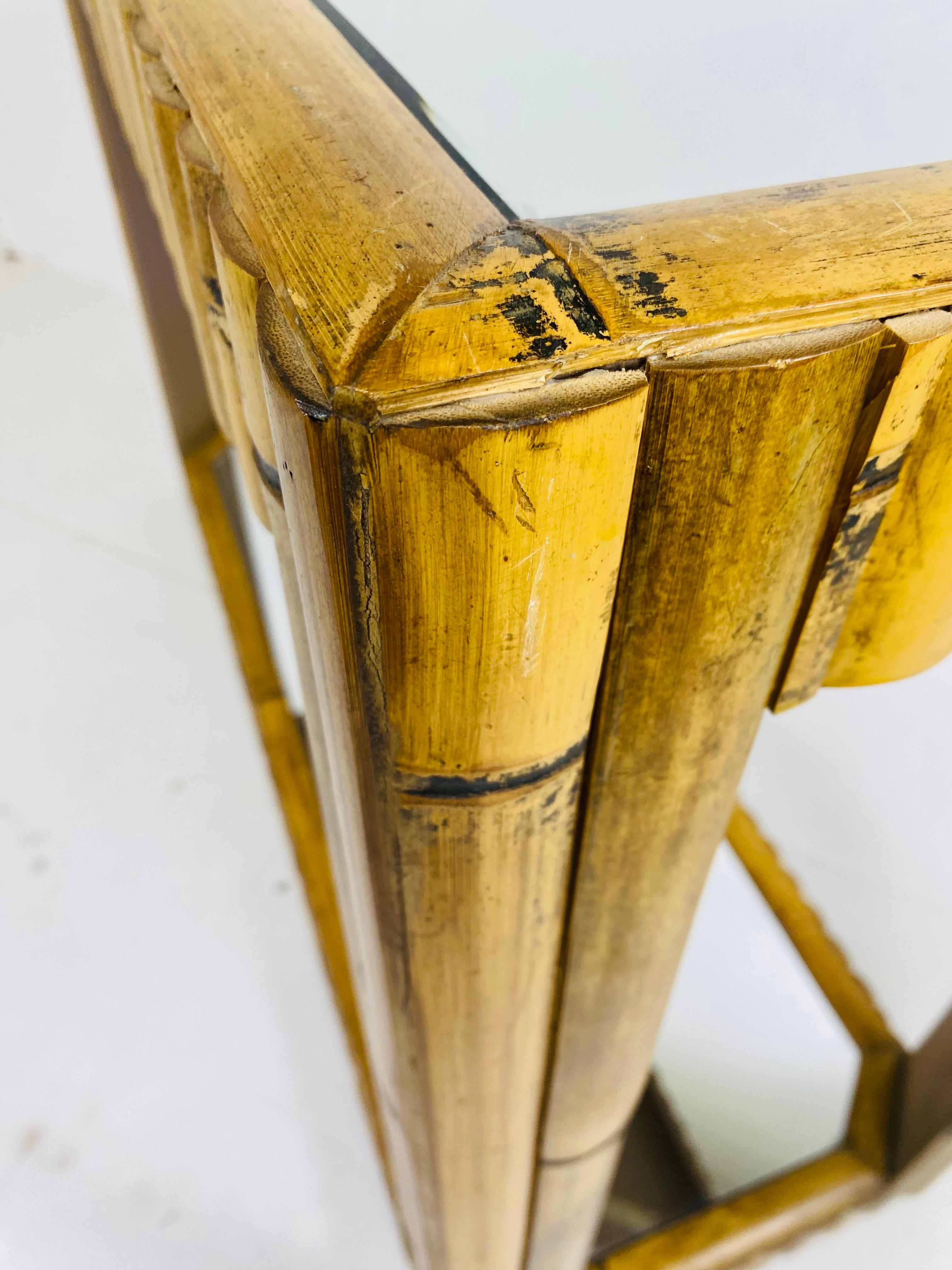 Unknown Vintage coastal bamboo mirrored console For Sale