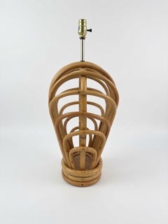 Vintage Coastal Bamboo Rattan Large Scale Table Lamp