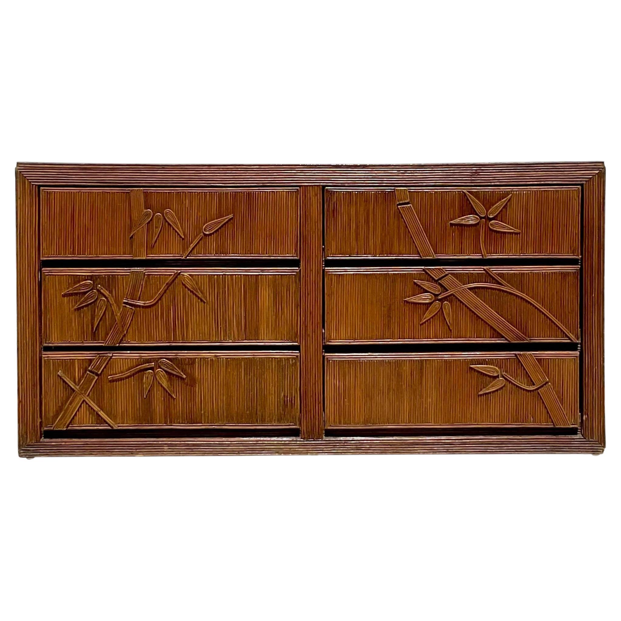 Vintage Coastal Bamboo Shoots Pencil Reed Dresser