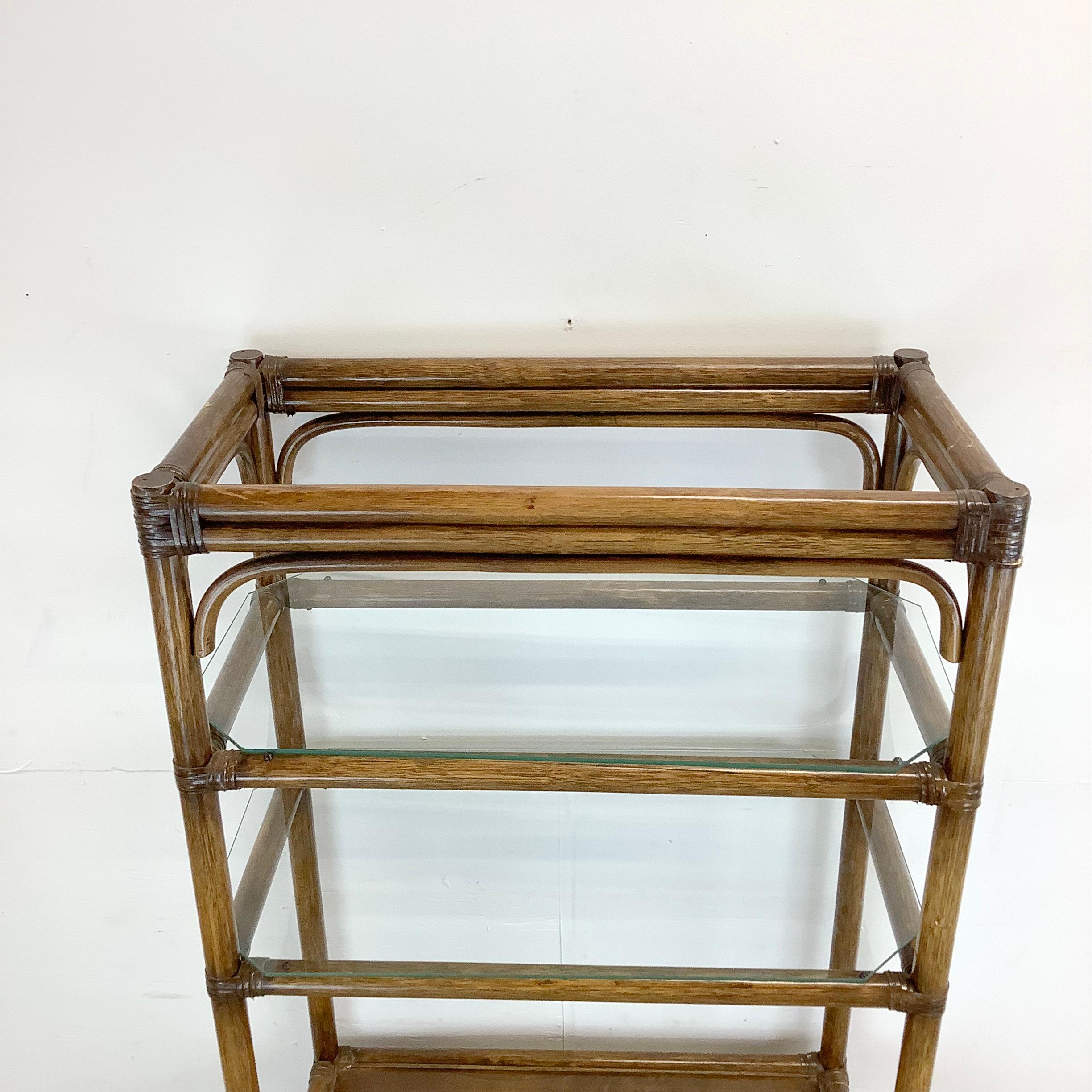 Unknown Vintage Coastal Bamboo Style Bookcase For Sale