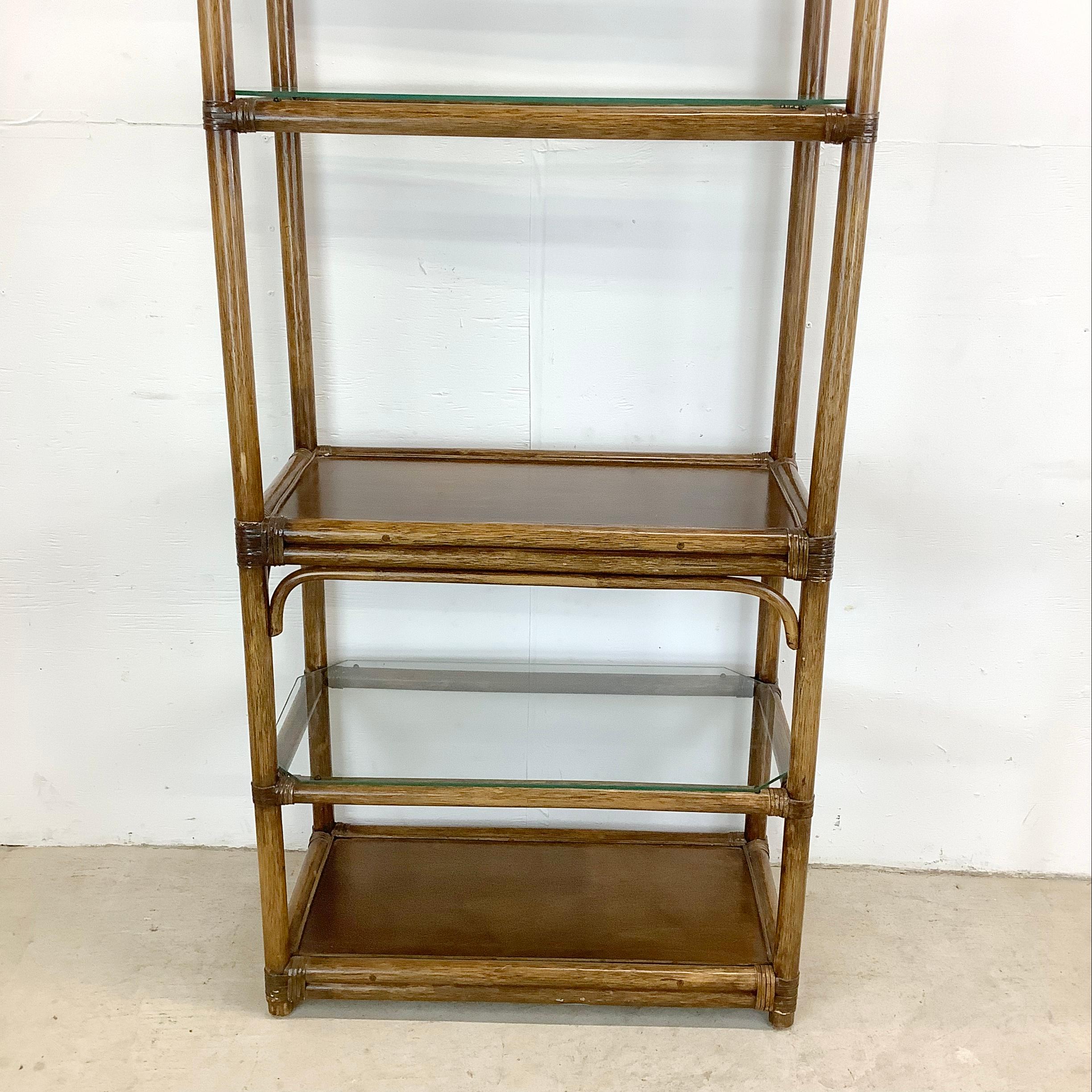 Vintage Coastal Bamboo Style Bookcase In Good Condition For Sale In Trenton, NJ