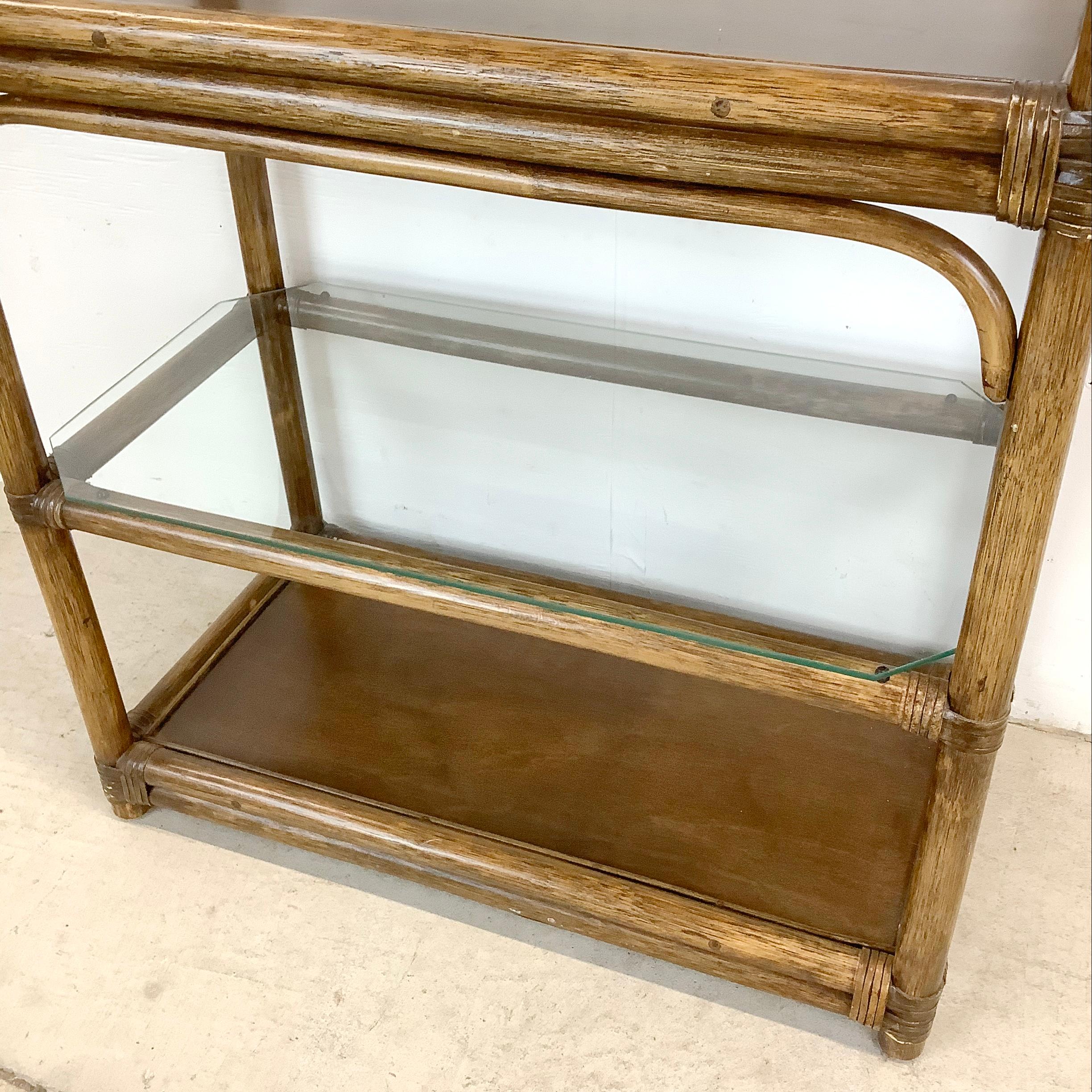 20th Century Vintage Coastal Bamboo Style Bookcase For Sale
