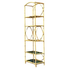 Vintage Coastal Bamboo Tall Etagere