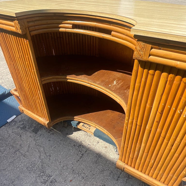 Vintage Coastal Bamboo Tiki Bar For Sale at 1stDibs