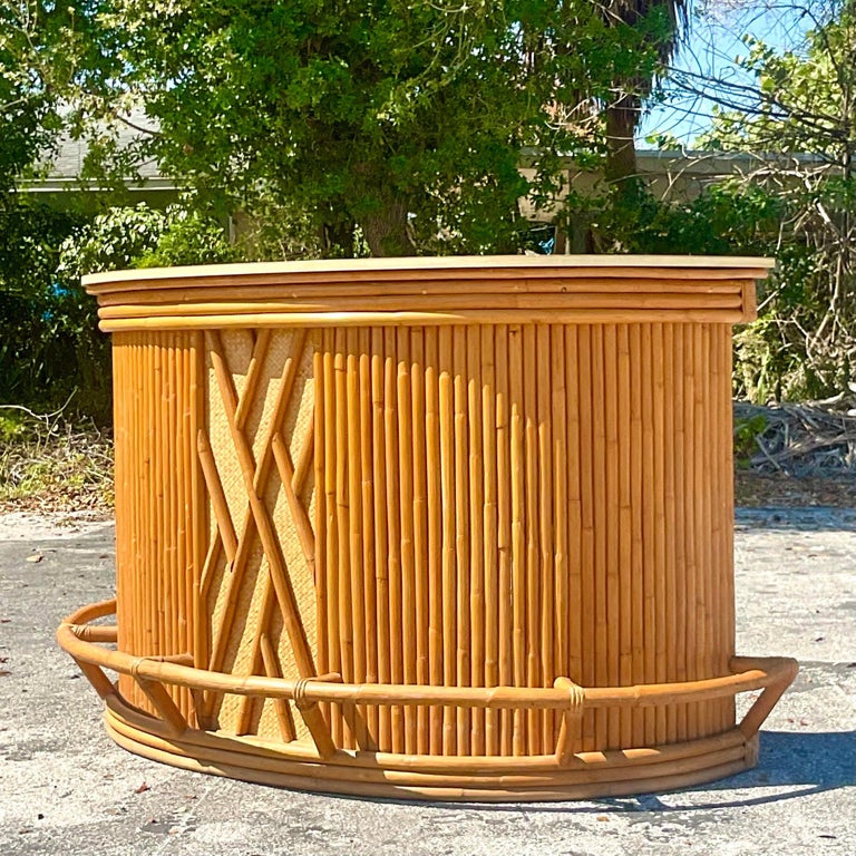 Vintage Coastal Bamboo Tiki Bar For Sale at 1stDibs