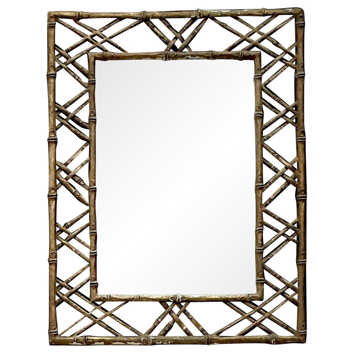 Vintage Coastal Bamboo Trellis Mirror