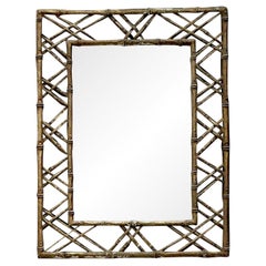 Miroir vintage en treillis de bambou côtier