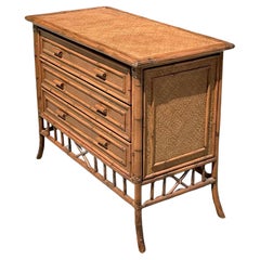 Vintage Coastal Bamboo Trimmed Chest of Drawers