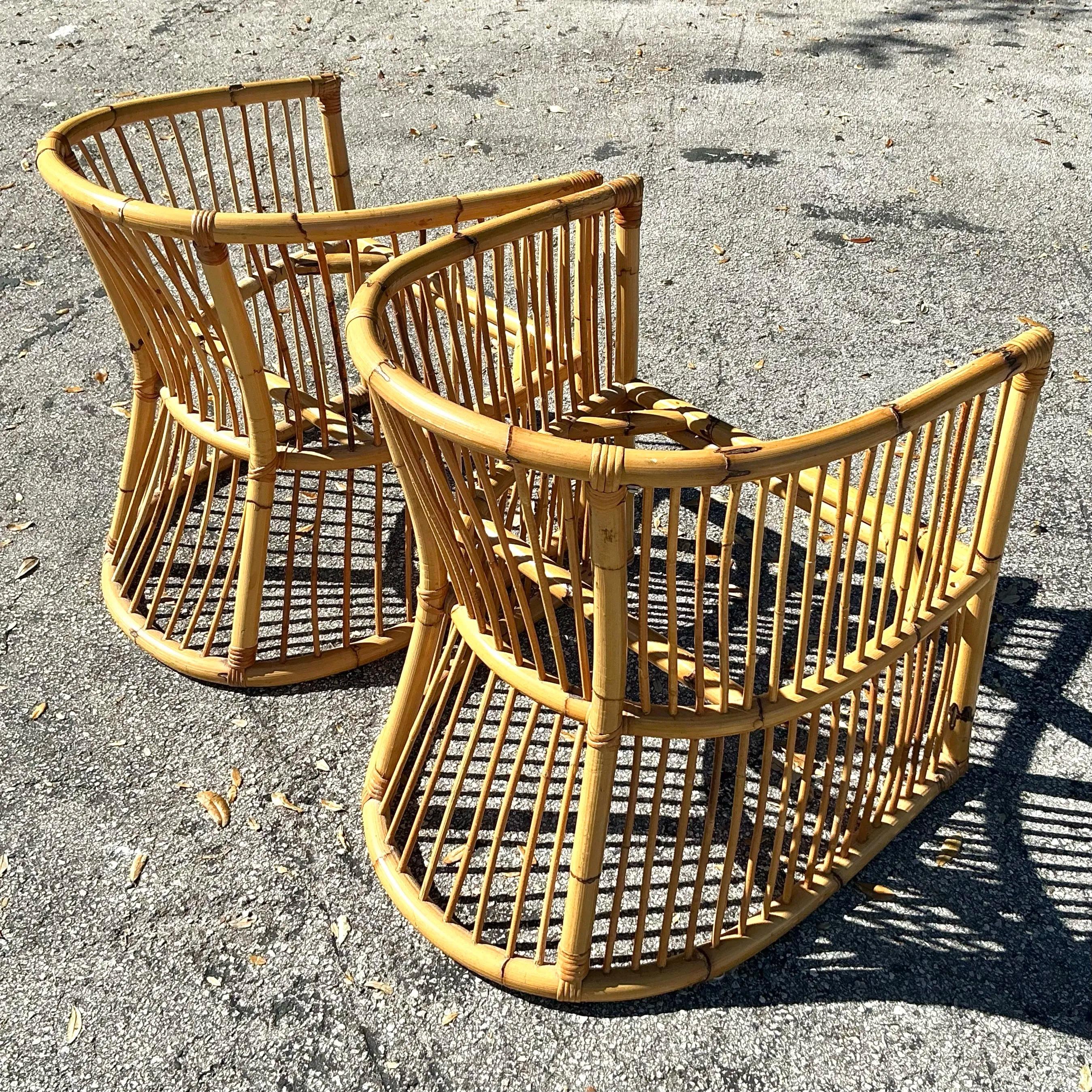 Vintage Coastal Bamboo Tub Chairs - a Pair For Sale 3