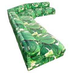 Vintage Coastal Banana Leaf Sectional Sofa