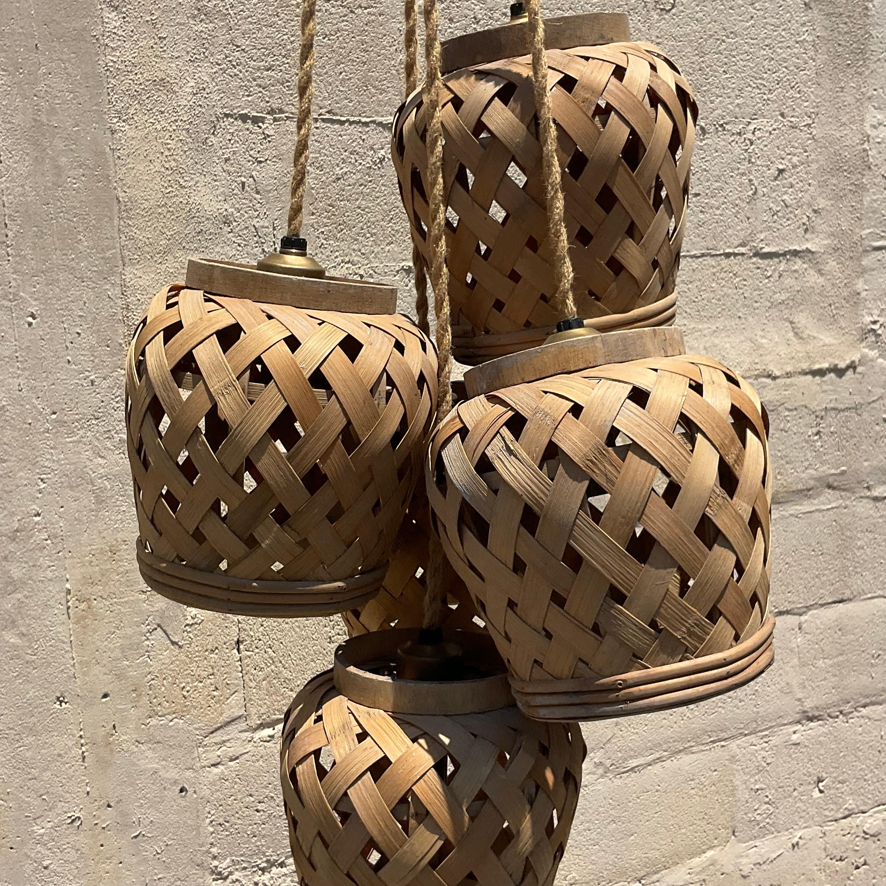 Illuminate your space with our Vintage Coastal Basket Cluster Chandelier. Inspired by seaside charm, this chandelier features a cluster of woven baskets, adding a rustic coastal touch to any room. A unique statement piece that brings a touch of