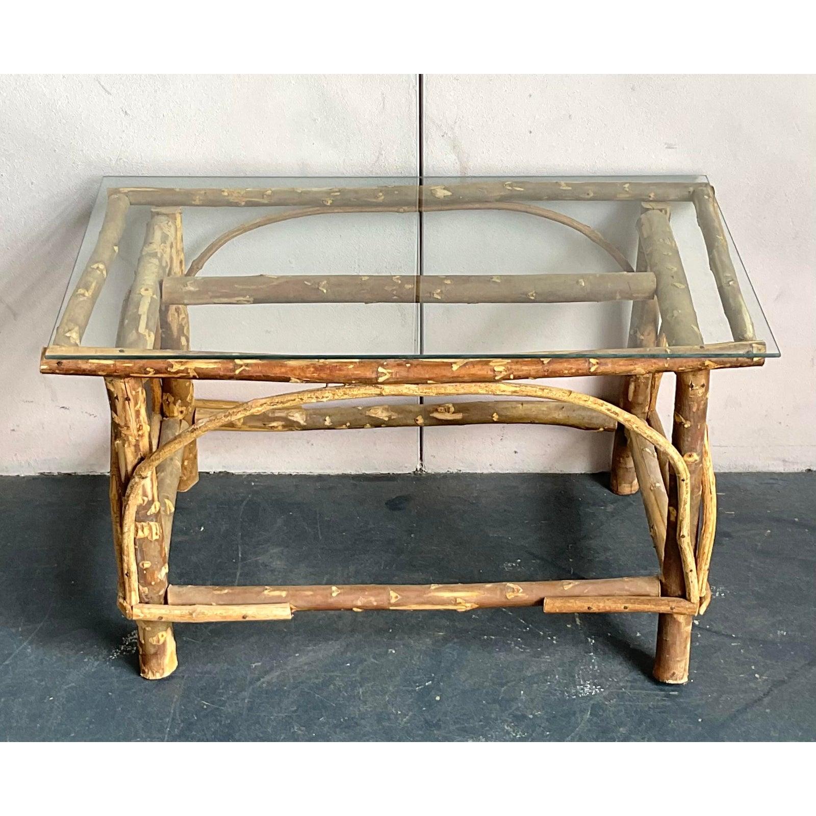 Rustic Vintage Coastal Bent Branch Coffee Table For Sale