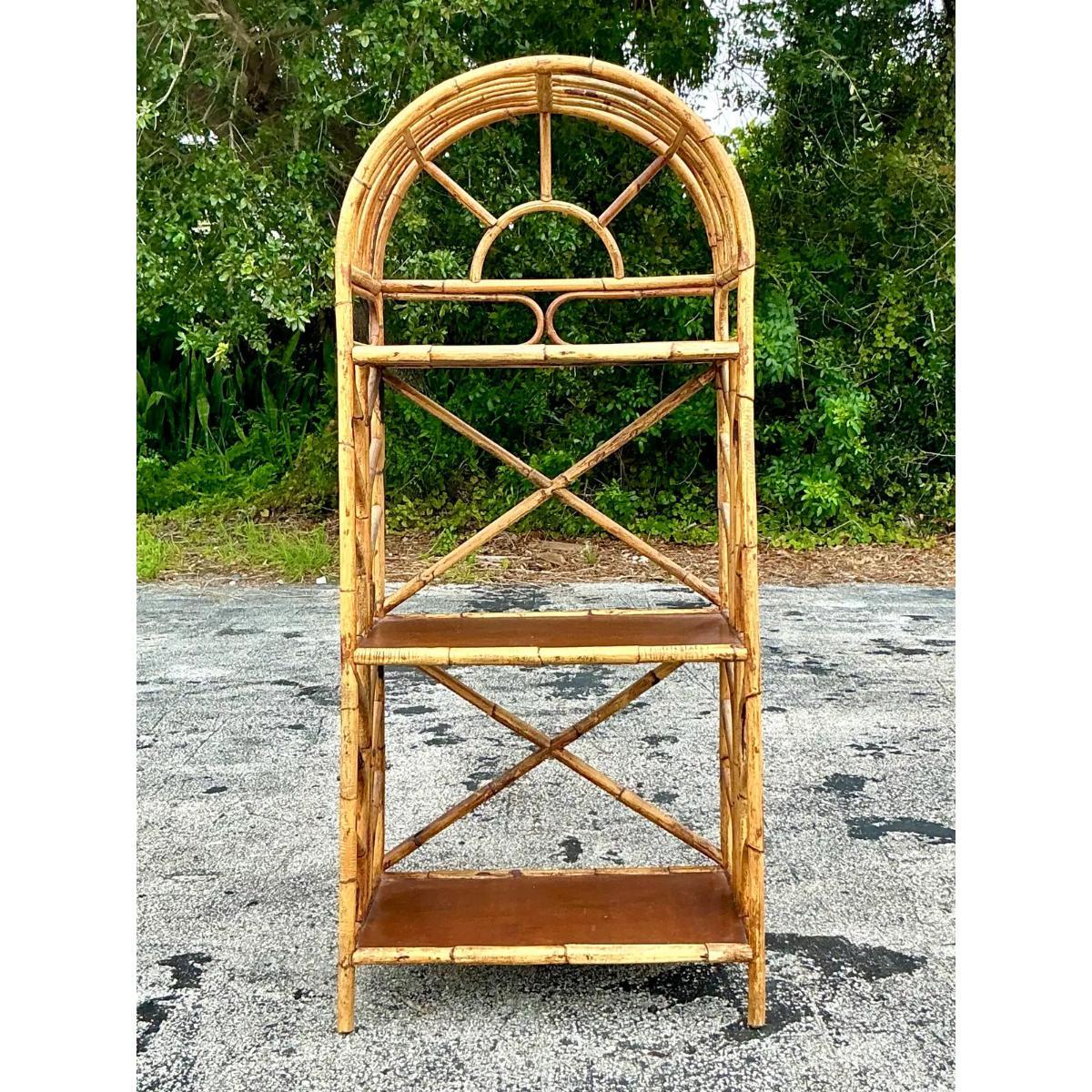 Bohémien Etagere ad arco in rattan curvato Vintage By in vendita