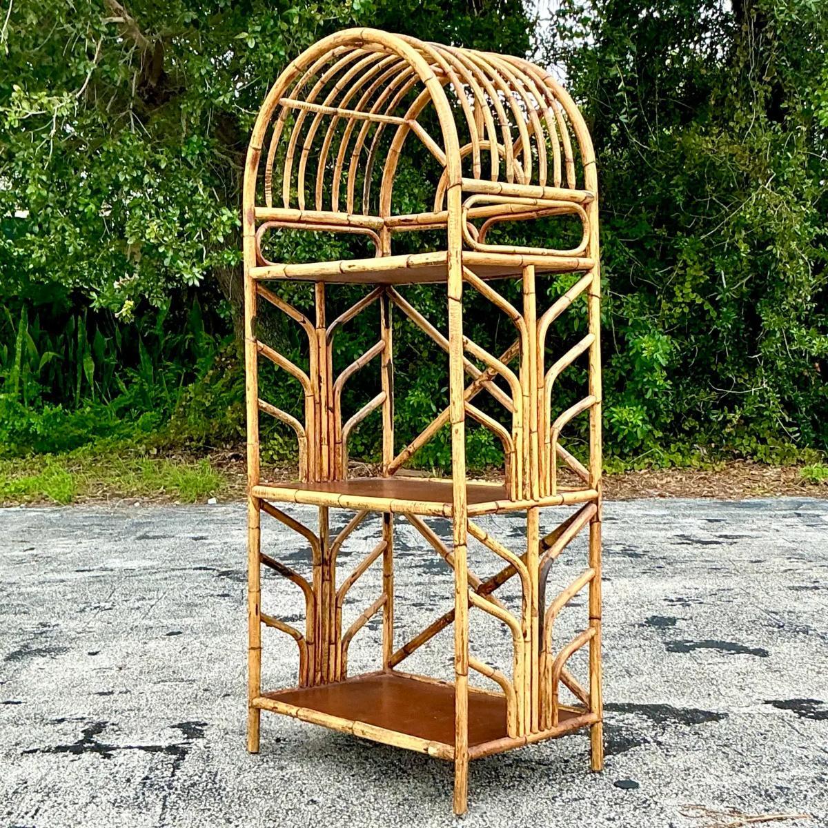Etagere ad arco in rattan curvato Vintage By in vendita 1