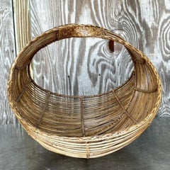 Vintage Coastal Bent Rattan Basket