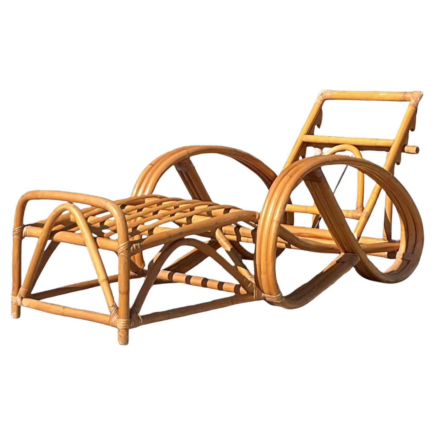 Vintage Küste gebogen Rattan Chaise Lounge