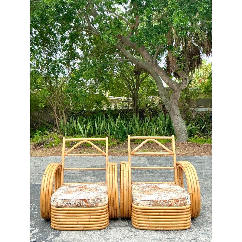 Sedie da salotto a cerchio in rattan curvato Vintage By - Una coppia in vendita 5