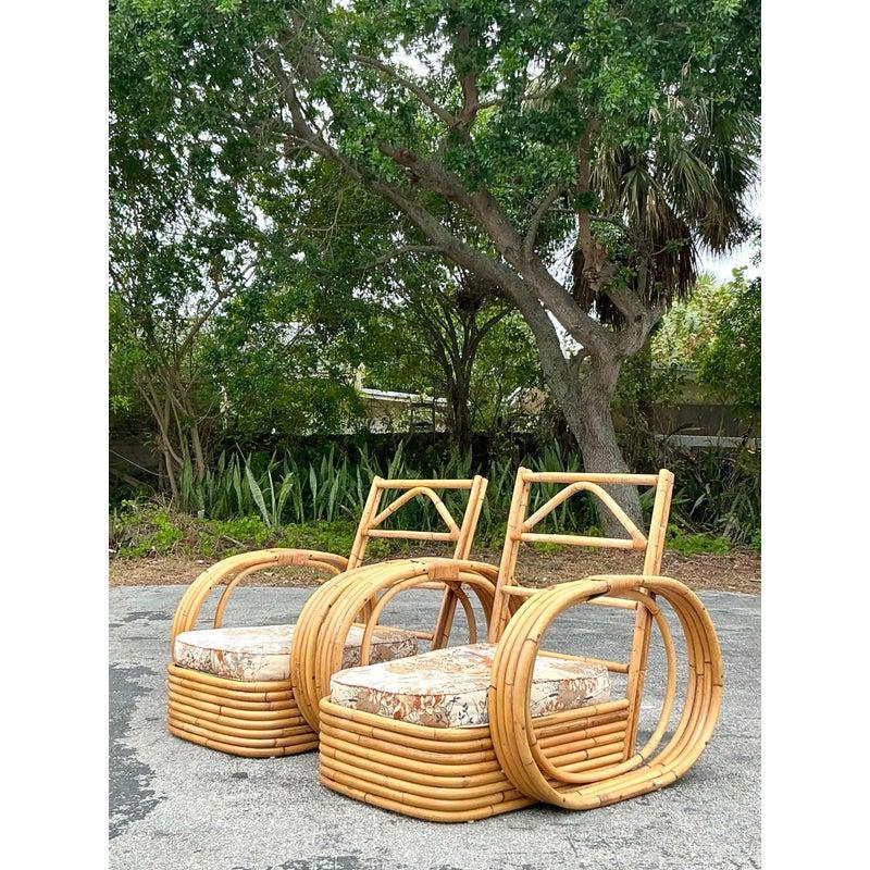 Filippino Sedie da salotto a cerchio in rattan curvato Vintage By - Una coppia in vendita