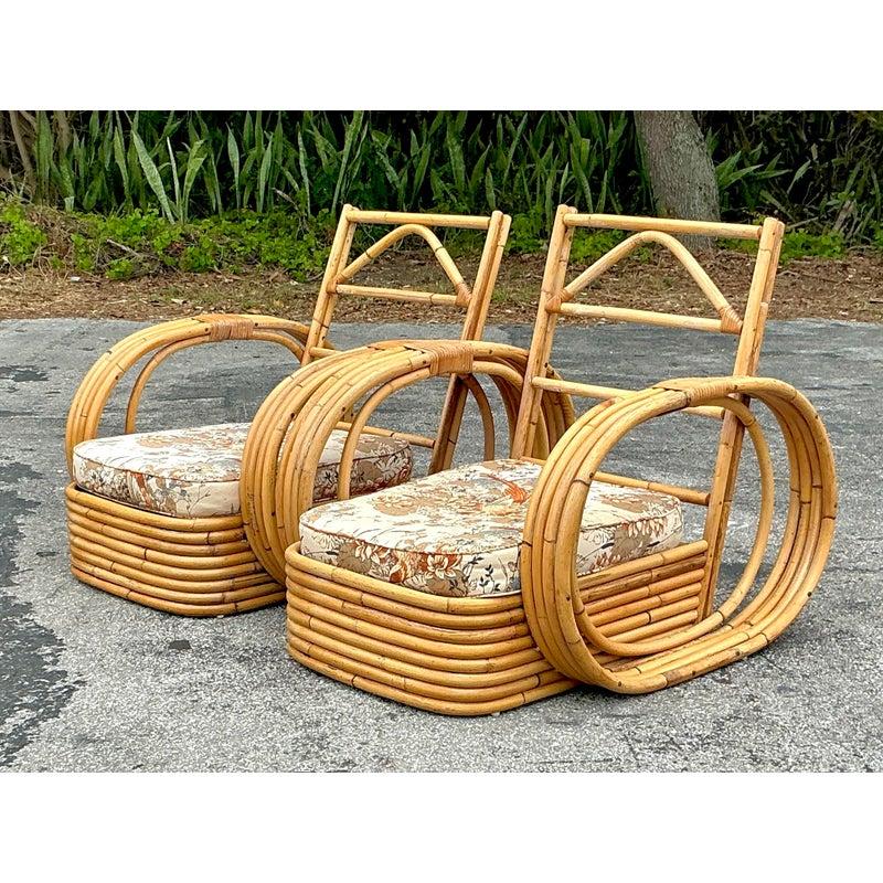 Sedie da salotto a cerchio in rattan curvato Vintage By - Una coppia In condizioni buone in vendita a west palm beach, FL