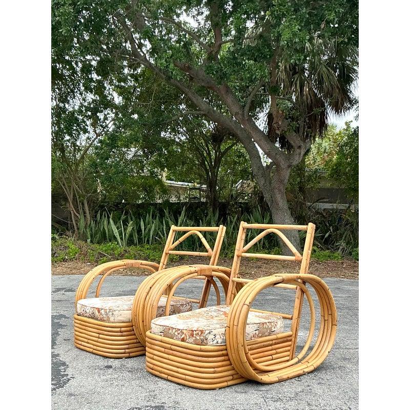Sedie da salotto a cerchio in rattan curvato Vintage By - Una coppia in vendita 1