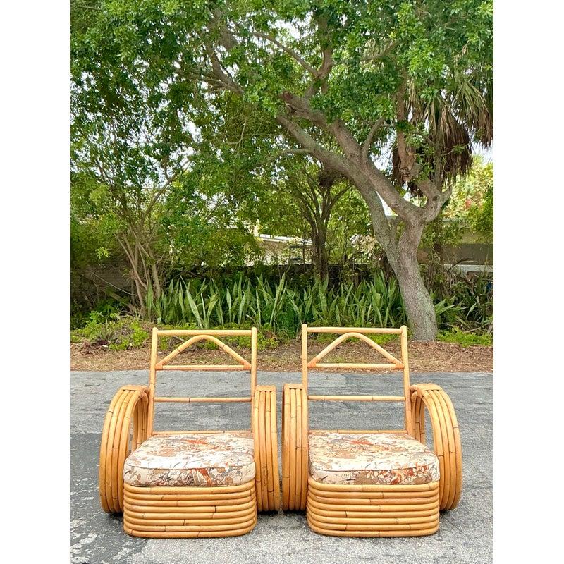 Sedie da salotto a cerchio in rattan curvato Vintage By - Una coppia in vendita 2
