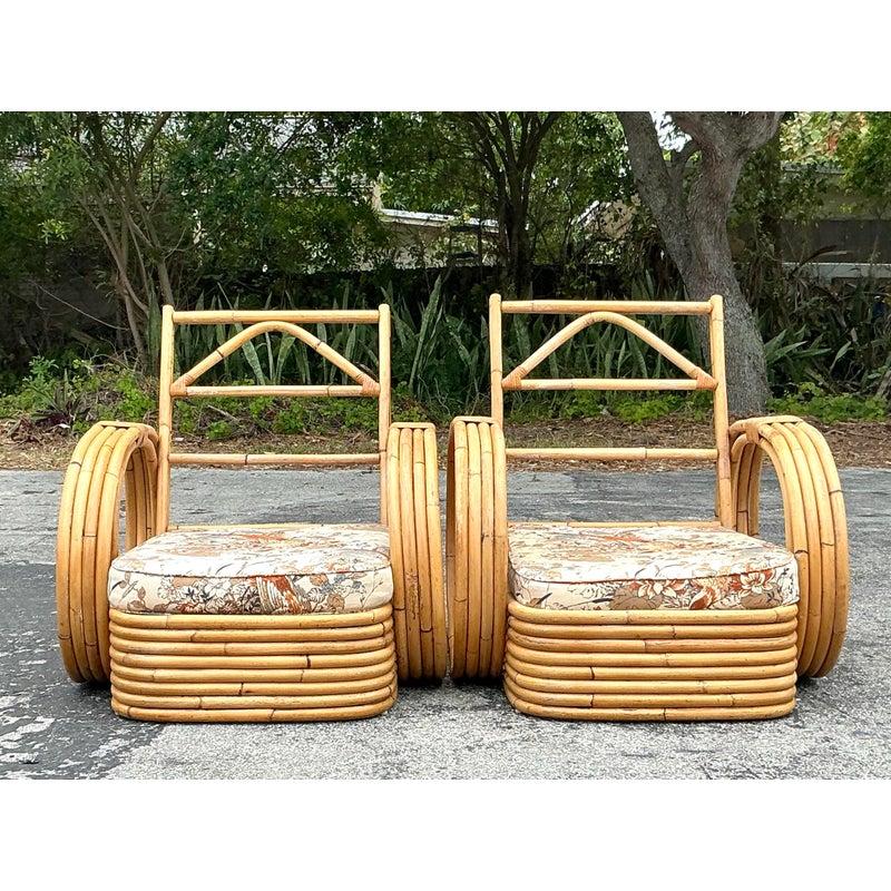 Sedie da salotto a cerchio in rattan curvato Vintage By - Una coppia in vendita 3