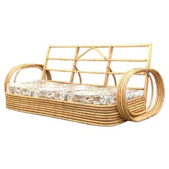 Vintage Coastal Bent Rattan Circle Sofa