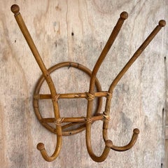 Vintage Coastal Bent Rattan Coat Hook
