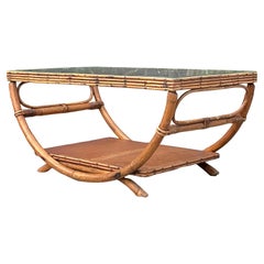 Vintage Coastal Bent Rattan Couchtisch
