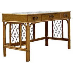 Bureau vintage en rotin courbé