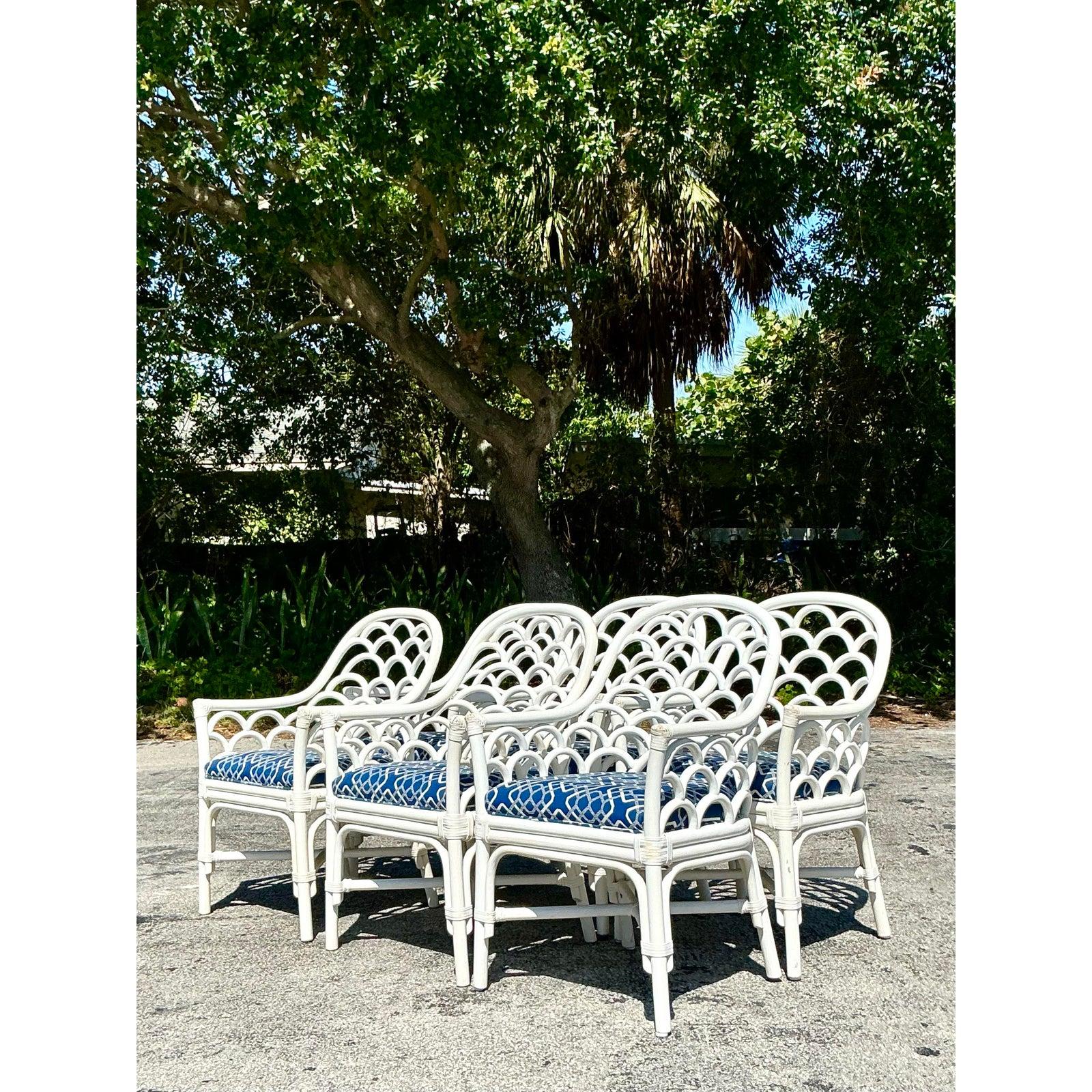 Chaises de salle à manger vintage en rotin courbé - Lot de 6 Bon état - En vente à west palm beach, FL