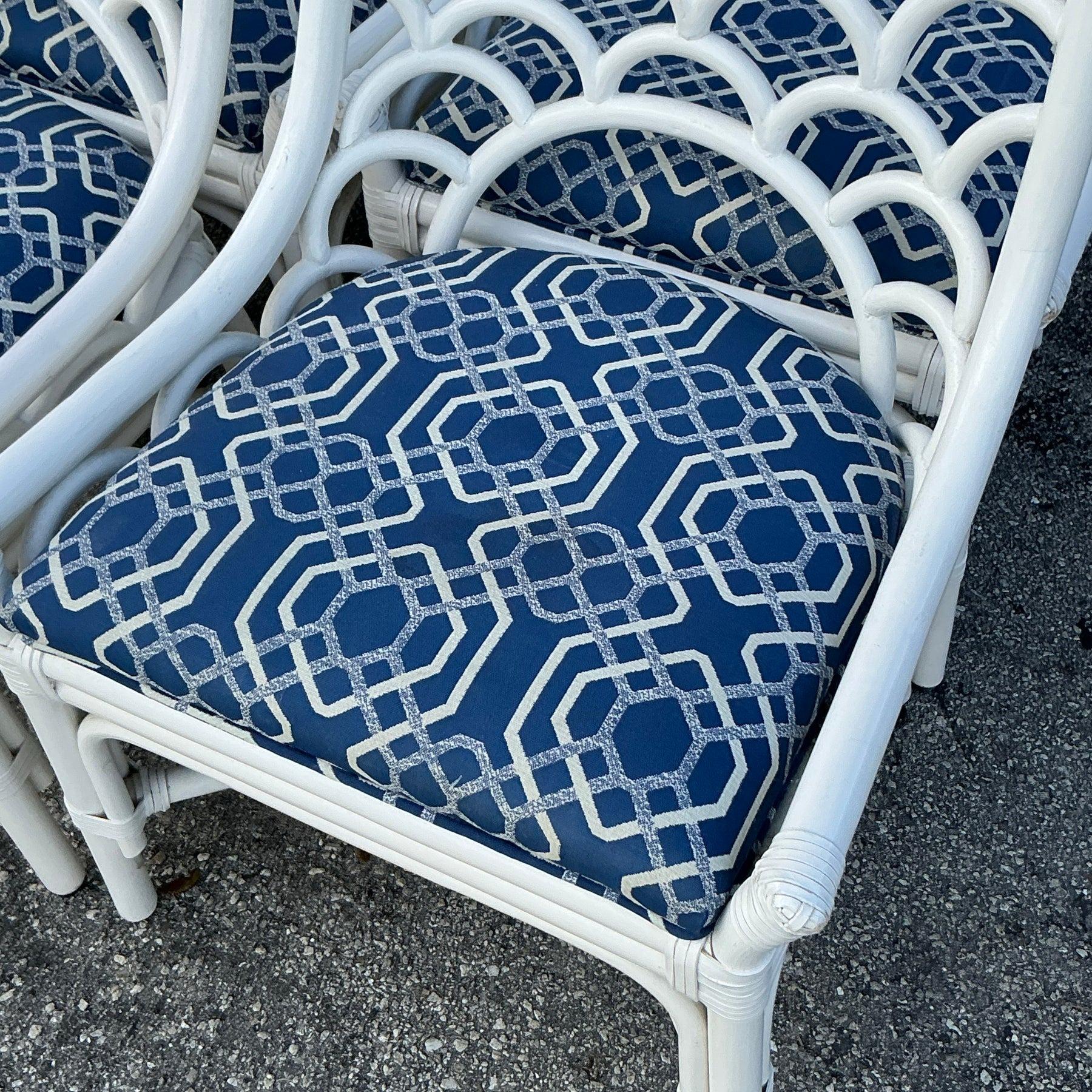 Vintage Coastal Bent Rattan Dining Chairs - Set of 6 1